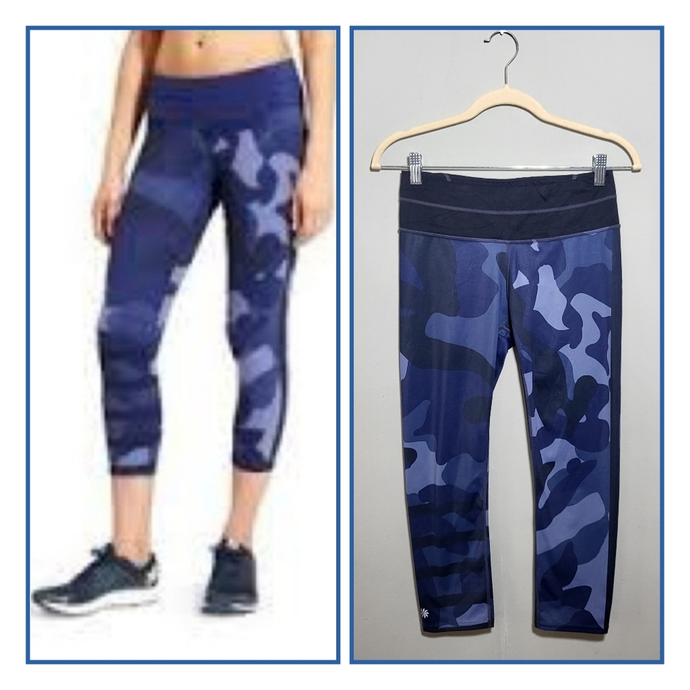 ATHLETA NWOT Ultimate Stash Blue Camo Leggings | Cropped | size S